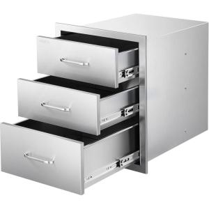 imageVEVOR Outdoor Kitchen Drawers 1811quot W x 2323quot D x 2323quot H TripleAccess Stainless Steel BBQ Drawers with Handles BBQ Island Drawer for Outdoor Kitchens or Barbeque Island Patio Grill Station