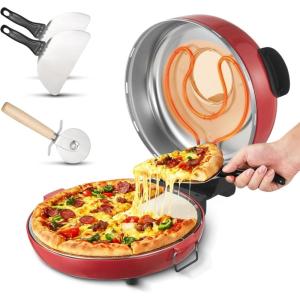 imageVEVOR Pizza Oven 12 in Electric Pizza Maker 1200W Electric Pizzas Cooker with NonStick Coating 180 Open for Dual Side Baking Heats up to 410 F MultiFunction Cooking for Pizzas Barbecue14 Inch Upgrade