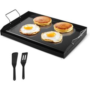 imageVEVOR Stainless Steel Griddle 17x13 inch Universal Flat Top Rectangular Plate Gas Grill Griddle for BBQ Grill Teppanyaki Portable Family Cookware with Handle for Camping Tailgating Party24 x 16 x 3