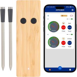 imageVEVOR Wireless Meat Thermometer 500 ft Range Bluetooth Dual Probe Digital Waterproof for Grilling Smoker BBQ ampamp Oven