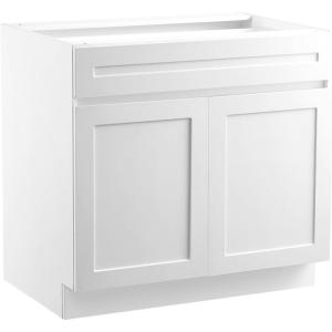 imageVEVOR White Shaker Base Cabinet 30Inch Unassembled Sink Base Cabinet 30quot W x 24quot D x 345quot H Ready to Assemble Cabinet with SoftClose Doors and Adjustable Shelf for Home Office30W Base Cabinet