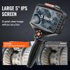 imageVEVOR Endoscope Camera with Light Triple Lens Borescope with 492FT SemiRigid Cable 5quot Screen 1080P Inspection Camera 8  2 LED Lights IP67 Waterproof Snake Cameras for Auto Plumbing 32GB Card5 IPS Screen165FT