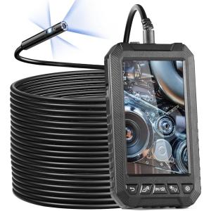 imageVEVOR Endoscope Camera with Light Triple Lens Borescope with 492FT SemiRigid Cable 5quot Screen 1080P Inspection Camera 8  2 LED Lights IP67 Waterproof Snake Cameras for Auto Plumbing 32GB Card5 IPS Screen492FT