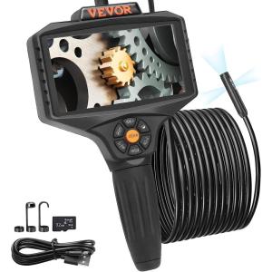 imageVEVOR Endoscope Camera with Light Triple Lens Borescope with 492FT SemiRigid Cable 5quot Screen 1080P Inspection Camera 8  2 LED Lights IP67 Waterproof Snake Cameras for Auto Plumbing 32GB Card5 IPS Screen165FT