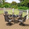 imageVEVOR 7 Pieces Patio Dining Set Outdoor Rectangle Furniture Table and Chairs Set All Weather Garden Furniture Table Sets HIPS Patio Conversation Set for Lawn Deck Backyard Poolside5 Piece