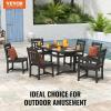 imageVEVOR 7 Pieces Patio Dining Set Outdoor Rectangle Furniture Table and Chairs Set All Weather Garden Furniture Table Sets HIPS Patio Conversation Set for Lawn Deck Backyard PoolsideBlack7 Piece