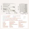 imageVEVOR Folding Sewing Table Multipurpose Sewing Machine Table with Compact Design Wheels Shelves Storage Trays Wooden Pegs and Magnetic Doors Sewing Desk Cabinet for Sewing Machine Wood ColorWhite