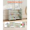 imageVEVOR Folding Sewing Table Multipurpose Sewing Machine Table with Compact Design Wheels Shelves Storage Trays Wooden Pegs and Magnetic Doors Sewing Desk Cabinet for Sewing Machine Wood ColorLight Green
