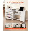 imageVEVOR Folding Sewing Table Multipurpose Sewing Machine Table with Compact Design Wheels Shelves Storage Trays Wooden Pegs and Magnetic Doors Sewing Desk Cabinet for Sewing Machine Wood ColorWhite With Cabinet