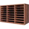 imageVEVOR Literature Organizer 27 Compartments Office Mailbox with Removable Shelves Wood Mailbox Sorter Particle Board Office Home Classroom Storage File Sorter for File Document Paper BlackGreyRetro Brown