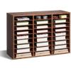 imageVEVOR Literature Organizer 27 Compartments Office Mailbox with Removable Shelves Wood Mailbox Sorter Particle Board Office Home Classroom Storage File Sorter for File Document Paper BlackGreyRetro Brown