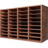 imageVEVOR Literature Organizer 27 Compartments Office Mailbox with Removable Shelves Wood Mailbox Sorter Particle Board Office Home Classroom Storage File Sorter for File Document Paper BlackGreyRetro Brown