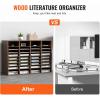 imageVEVOR Literature Organizer 27 Compartments Office Mailbox with Removable Shelves Wood Mailbox Sorter Particle Board Office Home Classroom Storage File Sorter for File Document Paper BlackGreyBrown
