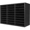 imageVEVOR Literature Organizer 27 Compartments Office Mailbox with Removable Shelves Wood Mailbox Sorter Particle Board Office Home Classroom Storage File Sorter for File Document Paper BlackGreyBlack