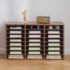 imageVEVOR Literature Organizer 27 Compartments Office Mailbox with Removable Shelves Wood Mailbox Sorter Particle Board Office Home Classroom Storage File Sorter for File Document Paper BlackGreyRetro Brown