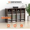 imageVEVOR Literature Organizer 27 Compartments Office Mailbox with Removable Shelves Wood Mailbox Sorter Particle Board Office Home Classroom Storage File Sorter for File Document Paper BlackGreyBrown