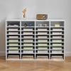 imageVEVOR Literature Organizer 27 Compartments Office Mailbox with Removable Shelves Wood Mailbox Sorter Particle Board Office Home Classroom Storage File Sorter for File Document Paper BlackGreyWhite