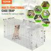 imageVEVOR Live Animal Cage Trap 42quot x 16quot x 18quot Humane Cat Trap Galvanized Iron Folding Animal Trap Cage with Handle for Stray Dogs Armadillos Raccoons Foxes42 x 16 x 18