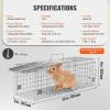 imageVEVOR Live Animal Cage Trap 42quot x 16quot x 18quot Humane Cat Trap Galvanized Iron Folding Animal Trap Cage with Handle for Stray Dogs Armadillos Raccoons Foxes24 x 8 x 8