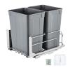 imageVEVOR Pullout Trash Can for Kitchen Cabinets 35 QT Garbage Waste Recycling Bin Under Mount Waste Container with Heavy Duty Metal Soft Close Sliding System and Door Kit for Sink Under CounterWith Soft Close