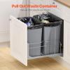 imageVEVOR Pullout Trash Can for Kitchen Cabinets 35 QT Garbage Waste Recycling Bin Under Mount Waste Container with Heavy Duty Metal Soft Close Sliding System and Door Kit for Sink Under CounterWith Soft Close