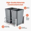 imageVEVOR Pullout Trash Can for Kitchen Cabinets 35 QT Garbage Waste Recycling Bin Under Mount Waste Container with Heavy Duty Metal Soft Close Sliding System and Door Kit for Sink Under CounterWith Soft Close