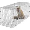 imageVEVOR Live Animal Cage Trap 42quot x 16quot x 18quot Humane Cat Trap Galvanized Iron Folding Animal Trap Cage with Handle for Stray Dogs Armadillos Raccoons Foxes42 x 16 x 18