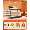 imageVEVOR 3Tier Commercial Food Warmer Display 1400W Food Display Warmer with LED Light Top Storage and Adjustable Shelves 86185 Steam Heating 105L for Hamburger Pizza Bread Fried Chicken3Tier111QT