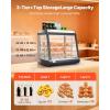 imageVEVOR 3Tier Commercial Food Warmer Display 1400W Food Display Warmer with LED Light Top Storage and Adjustable Shelves 86185 Steam Heating 105L for Hamburger Pizza Bread Fried Chicken3Tier79QT