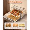 imageVEVOR 3Tier Commercial Food Warmer Display 1400W Food Display Warmer with LED Light Top Storage and Adjustable Shelves 86185 Steam Heating 105L for Hamburger Pizza Bread Fried Chicken2Tier51QT