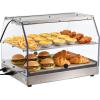 imageVEVOR 3Tier Commercial Food Warmer Display 1400W Food Display Warmer with LED Light Top Storage and Adjustable Shelves 86185 Steam Heating 105L for Hamburger Pizza Bread Fried Chicken2Tier51QT