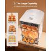imageVEVOR 3Tier Commercial Food Warmer Display 1400W Food Display Warmer with LED Light Top Storage and Adjustable Shelves 86185 Steam Heating 105L for Hamburger Pizza Bread Fried Chicken3Tier42QT