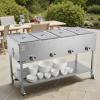 imageVEVOR 6Pan Commercial Propane Steam Table LP Gas Outdoor Soup Warmer with Drain Valve and 3quot Wheels Stainless Steel Propane Food Warmer with Adjustable Temperature for Restaurant Outdoor Camping411 Pan96QT