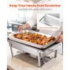 imageVEVOR Rectangle Chafing Dishes 9 Qt 4 Pack Stainless Steel Chafing Dish Food Warmer Chafer Complete Set with Hollow Handle 2 Food Tongs Lid Fuel Holder Chafer Dishes for Banquet Party Wedding4 PACKS