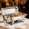 imageVEVOR Rectangle Chafing Dishes 9 Qt 4 Pack Stainless Steel Chafing Dish Food Warmer Chafer Complete Set with Hollow Handle 2 Food Tongs Lid Fuel Holder Chafer Dishes for Banquet Party Wedding2 PACKS