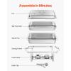 imageVEVOR Rectangle Chafing Dishes 9 Qt 4 Pack Stainless Steel Chafing Dish Food Warmer Chafer Complete Set with Hollow Handle 2 Food Tongs Lid Fuel Holder Chafer Dishes for Banquet Party Wedding2 PACKS