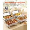 imageVEVOR Rectangle Chafing Dishes 9 Qt 4 Pack Stainless Steel Chafing Dish Food Warmer Chafer Complete Set with Hollow Handle 2 Food Tongs Lid Fuel Holder Chafer Dishes for Banquet Party Wedding4 PACKS