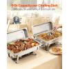 imageVEVOR Rectangle Chafing Dishes 9 Qt 4 Pack Stainless Steel Chafing Dish Food Warmer Chafer Complete Set with Hollow Handle 2 Food Tongs Lid Fuel Holder Chafer Dishes for Banquet Party Wedding2 PACKS