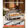 imageVEVOR Roll Top Chafing Dish Buffet Complete Set 9Qt Stainless Steel Chafer with Full Size Pan Rectangle Catering Warmer Server with Visible Lid Water Pan Folding Stand Fuel Holder Meal Clip GoldSilver