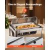 imageVEVOR Roll Top Chafing Dish Buffet Complete Set 9Qt Stainless Steel Chafer with Full Size Pan Rectangle Catering Warmer Server with Visible Lid Water Pan Folding Stand Fuel Holder Meal Clip GoldSilver