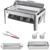 imageVEVOR Roll Top Chafing Dish Buffet Complete Set 9Qt Stainless Steel Chafer with Full Size Pan Rectangle Catering Warmer Server with Visible Lid Water Pan Folding Stand Fuel Holder Meal Clip GoldSilver