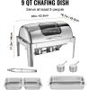 imageVEVOR Roll Top Chafing Dish Buffet Complete Set 9Qt Stainless Steel Chafer with Full Size Pan Rectangle Catering Warmer Server with Visible Lid Water Pan Folding Stand Fuel Holder Meal Clip GoldRoll Top
