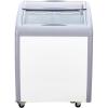 imageHappybuy 54 Cuft Commercial Ice Cream Display Case Gelato Chest Freezer Sliding Glass Doors Locking Casters 2 Wire Baskets Mobile Deep Freezer White