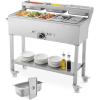 imageVEVOR 6Pan Commercial Propane Steam Table LP Gas Outdoor Soup Warmer with Drain Valve and 3quot Wheels Stainless Steel Propane Food Warmer with Adjustable Temperature for Restaurant Outdoor Camping513 Pan40QT