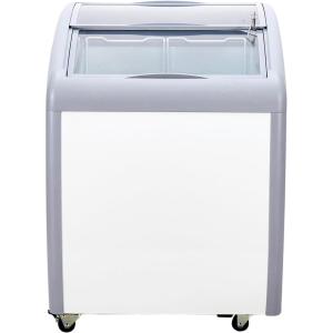 imageHappybuy 54 Cuft Commercial Ice Cream Display Case Gelato Chest Freezer Sliding Glass Doors Locking Casters 2 Wire Baskets Mobile Deep Freezer White