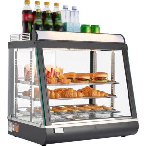 imageVEVOR 3Tier Commercial Food Warmer Display 1400W Food Display Warmer with LED Light Top Storage and Adjustable Shelves 86185 Steam Heating 105L for Hamburger Pizza Bread Fried Chicken3Tier79QT