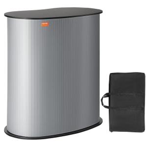 imageVEVOR Portable Tradeshow Podium Table 3543quot x 1929quot x 3701quot Display Exhibition Counter Stand Booth Fair with Wall Foldable Promotion Retail Bar Table Pop Up Podium Counter with Carrying BagBlackSilver