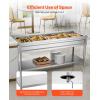 imageVEVOR 5Pan Commercial Food Warmer Electric Steam Table with Independent Temperature Control 750W x 5 Stainless Steel Buffet Catering Food Warmer with Undershelf and Workspace for Restaurant5x11Pan  120 Qt