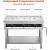imageVEVOR 5Pan Commercial Food Warmer Electric Steam Table with Independent Temperature Control 750W x 5 Stainless Steel Buffet Catering Food Warmer with Undershelf and Workspace for Restaurant3x11Pan  72 Qt