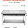 imageVEVOR 5Pan Commercial Food Warmer Electric Steam Table with Independent Temperature Control 750W x 5 Stainless Steel Buffet Catering Food Warmer with Undershelf and Workspace for Restaurant4x11Pan  96 Qt
